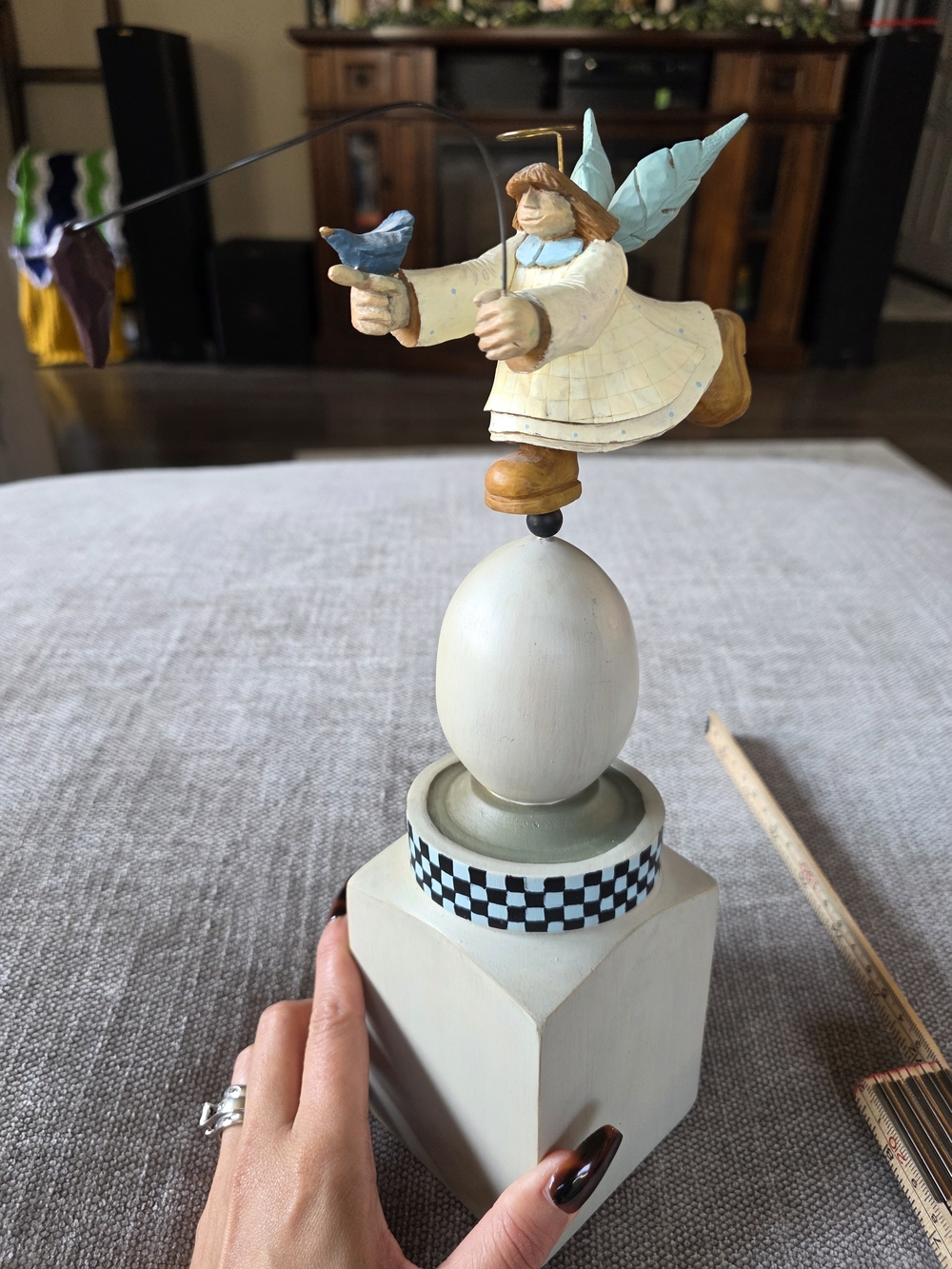 Williraye Studio Garden Finial Angel w/Bird WW5001 Retired Folk Art